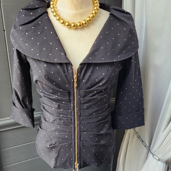 Joseph Ribkoff Black Ruched Front Jacket - Picture 4 of 10